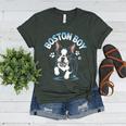 Boston Terrier Boy Cute Cartoon Dog Owner Pet Boston Terrier Women's Heather T-Shirt Heather Forest