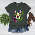 Boston Terrier In Day Of The Dead Sugar Skull Dog Women's Heather T-Shirt Heather Forest