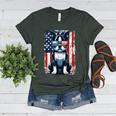 Boston Terrier Dog American USA US Flag Pets Vintage Outfit Women's Heather T-Shirt Heather Forest