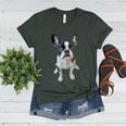 Boston Terrier Dog Motif Pet Art Boston Terrier Men Women Kids Women's Heather T-Shirt Heather Forest