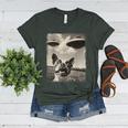 Boston Terrier Dog UFO Alien Extraterrestrial Selfie Women's Heather T-Shirt Heather Forest