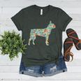 Boston Terrier Flower Silhouette Floral Dog Men Women Girls Kids Women's Heather T-Shirt Heather Forest