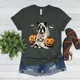 Boston Terrier Ghost Boo Halloween Costume Spooky Season Women's Heather T-Shirt Heather Forest