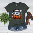 Boston Terrier Ghost Boo Halloween Kids Women's Heather T-Shirt Heather Forest