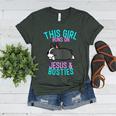 Boston Terrier This Girl Runs On Jesus And Boston Terriers Women's Heather T-Shirt Heather Forest