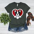Boston Terrier Heart Cute Puppy Lover Or Dog Owner Women's Heather T-Shirt Heather Forest