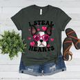 Boston Terrier Heart Glasses Girls Bostie Valentines Day Women's Heather T-Shirt Heather Forest