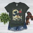 Boston Terrier Japanese Kanagawa Wave Surf Dog Women's Heather T-Shirt Heather Forest