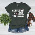 Boston Terrier Lover Coffee And Boston Terriers Women's Heather T-Shirt Heather Forest