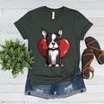 Boston Terrier Mom Dad Bostie Dog Lover Valentines Day Women's Heather T-Shirt Heather Forest