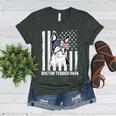 Boston Terrier Papa Cool Dog Lover USA American Flag Men Women Women's Heather T-Shirt Heather Forest