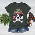 Boston Terrier Pirate T Shirt Jolly Roger Crossbones Skull Women's Heather T-Shirt Heather Forest