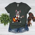 Boston Terrier Playing Guitar Boston Terrier Women's Heather T-Shirt Heather Forest