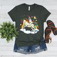Boston Terrier Riding Unicorn Boys Girls Kids Rainbow Women's Heather T-Shirt Heather Forest