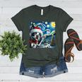 Boston Terrier Santa Starry Night Van Gogh Christmas Dog Men Women Kids Women's Heather T-Shirt Heather Forest