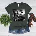 Boston Terrier Graphic Selfie With UFOs Weird Aliens Women's Heather T-Shirt Heather Forest