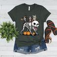 Boston Terrier Skeleton Mummy Witch Halloween Women's Heather T-Shirt Heather Forest