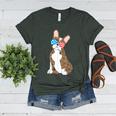 Brindle Boston Terrier Dog Patriotic Shirt USA Flag Women's Heather T-Shirt Heather Forest