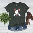 Bull Terrier Pocket Bull Terrier Peeking Out Pocket Women's Heather T-Shirt Heather Forest