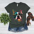 Cute Boston Terrier Puppy Dog Art Lover Unique Painting For Men Women Kids Women's Heather T-Shirt Heather Forest