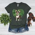 Cute Boston Terrier Shamrock St Patrick's Day Dog Lover Men Women Kids Women's Heather T-Shirt Heather Forest