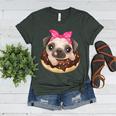 Cute Pug Shirt Donut Girls Dog Women's Heather T-Shirt Heather Forest