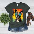 Dog Boston Terrier Hawaiian Women's Heather T-Shirt Heather Forest