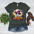 Halloween Boston Terrier Dog Breed With Jack O' Lantern Art Women's Heather T-Shirt Heather Forest
