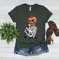 Halloween Skeleton Boston Terrier Women's Heather T-Shirt Heather Forest