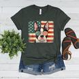 Patriotic Boston Terrier Dog Lover USA Flag 4th Of July For Men Women Kids Women's Heather T-Shirt Heather Forest