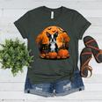 Pumpkin Boston Terrier Costume On Boston Terrier Halloween Women's Heather T-Shirt Heather Forest