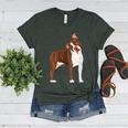 Red Boston Terrier Dog Women's Heather T-Shirt Heather Forest