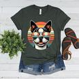 Retro Sunset Sunglasses Boston Terrier Boston Bull Bostie Women's Heather T-Shirt Heather Forest