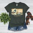 Surfing Boston Terrier Kanagawa Wave Japanese Dog For Men Women Kids Women's Heather T-Shirt Heather Forest