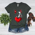 Valentine's Day Boston Terrier Dog Vector Women's Heather T-Shirt Heather Forest