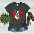 Valentine's Day Boston Terrier Dog Women's Heather T-Shirt Heather Forest