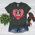 Valentine's Day Boston Terrier Heart Women's Heather T-Shirt Heather Forest