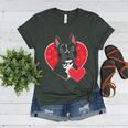 Valentine's Day Boston Terrier Women's Heather T-Shirt Heather Forest
