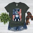 Vintage Boston Terrier Dog American USA US Flag Pets Lovers Women's Heather T-Shirt Heather Forest
