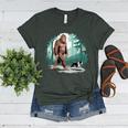Whimsical Forest Adventures Sasquatch Bigfoot Walking Boston Terrier Dog Lovers Women's Heather T-Shirt Heather Forest