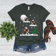 Xmas Lighting Tree Santa Riding Boston Terrier Christmas Women's Heather T-Shirt Heather Forest