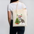 Boston Terrier Christmas Tree Lights Santa Hat Canvas Tote Bag, Boston Terrier Christmas Gifts, trending gift