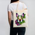 Boston Terrier In Day Of The Dead Sugar Skull Dog Canvas Tote Bag, trending gift