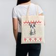 Boston Terrier Dog Santa Hat Men Kids Ugly Christmas Light Canvas Tote Bag, Boston Terrier Christmas Gifts, trending gift