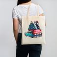 Boston Terrier Merry Christmas Tree Truck Santa Dog X-Mas Canvas Tote Bag, Boston Terrier Christmas Gifts, trending gift