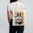 Boston Terrier Ramen Noodles Japanese Art Retro Ocean Waves Canvas Tote Bag, trending gift