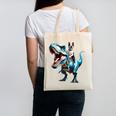 Boston Terrier Riding T-Rex Dinosaur Dog Lover Canvas Tote Bag, Boston Terrier Riding Gifts, trending gift
