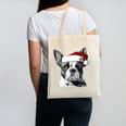 Boston Terrier Santa Claus Hat Merry Christmas Dog X-Mas Canvas Tote Bag, Boston Terrier Christmas Gifts, trending gift
