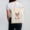 Brown Boston Terrier With Flowers And Feathers Canvas Tote Bag, trending gift