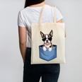 Cute Pocket Boston Terrier Lover Dog Mom Canvas Tote Bag, Couple Gifts, Mom Gifts, Boston Terrier Mom Gifts, trending gift